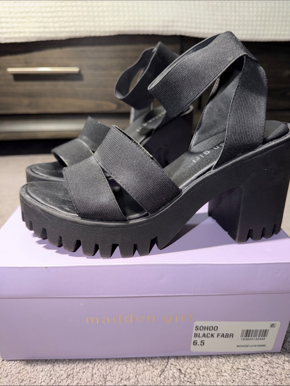 Madden Girl Black Chunky Platform Sandal